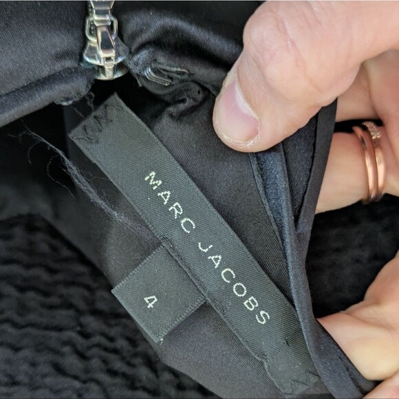 Marc Jacobs Silk Wool Black Textured Midi Sleeveless Tank Dress Size 4 - Picture 7 of 9